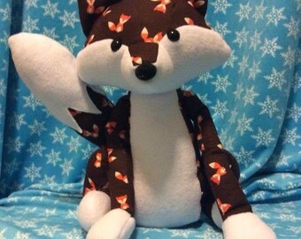 Plush fox stuffie, handmade fox plush toy, custom fox stuffie, woodland plush