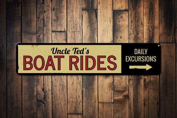 Boat Rides Arrow Sign Personalized Daily by LiztonSignShop on Etsy