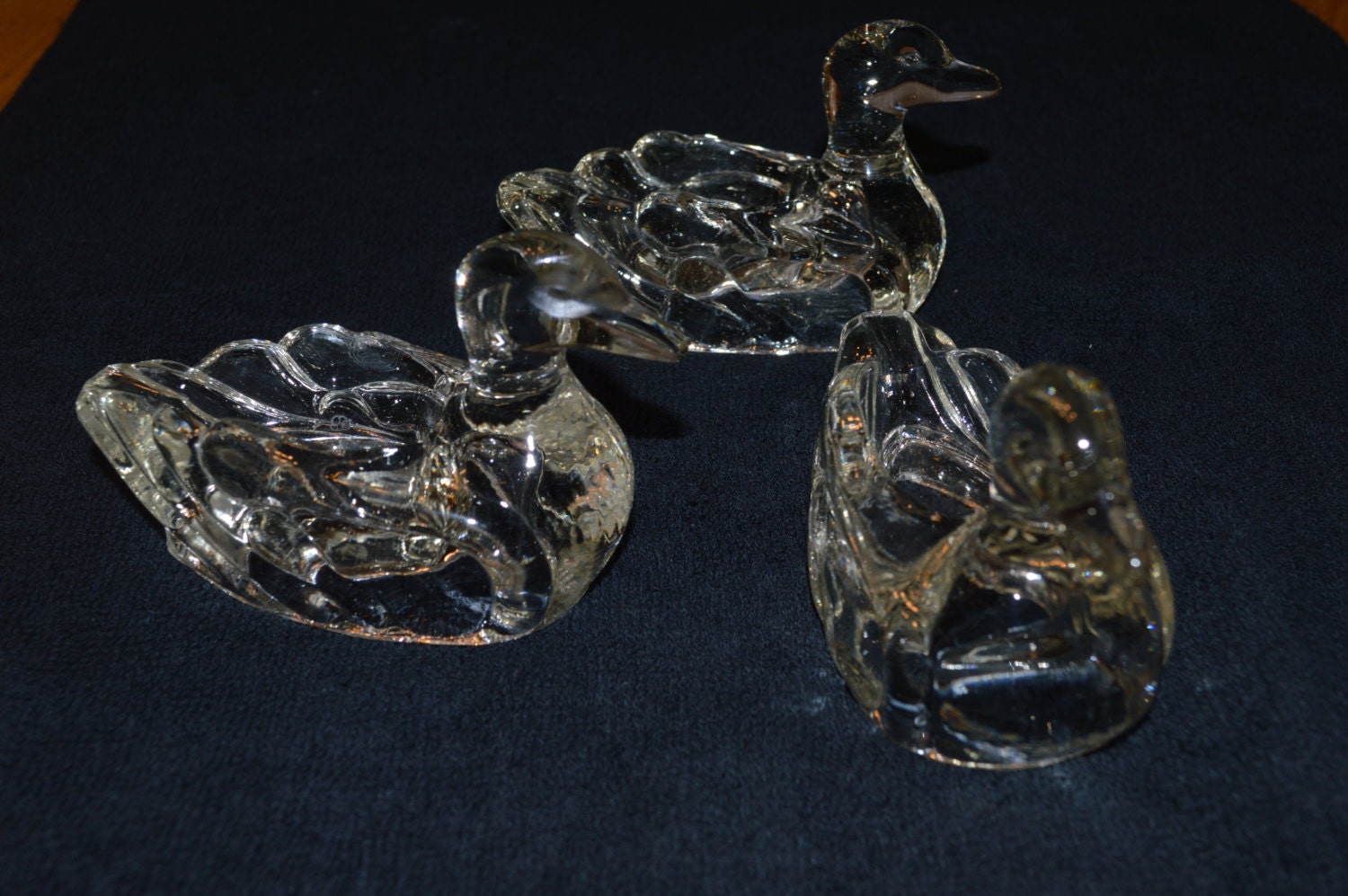 Vintage Duck Clear Glass Ashtray Set of 3