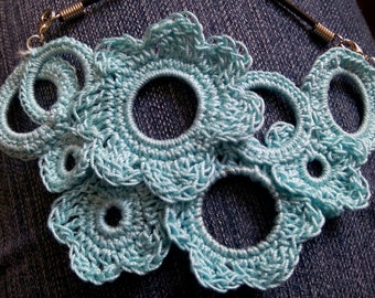 Necklace set, brooch or crochet flower hair clip