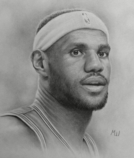 Items similar to Original Pencil Drawing - LeBron James - NBA ...