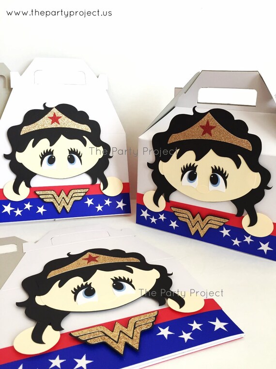 Free Shipping 12 Wonder Woman Favor Boxes Girl Superhero Box Dc Comics Themed Birthday