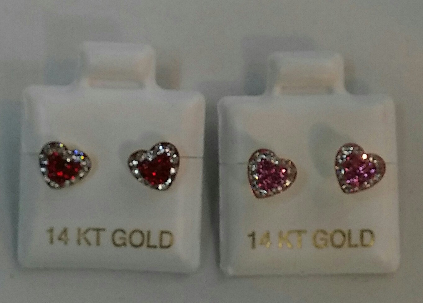 14k gold heart stud earrings rhinestone earrings14k gold