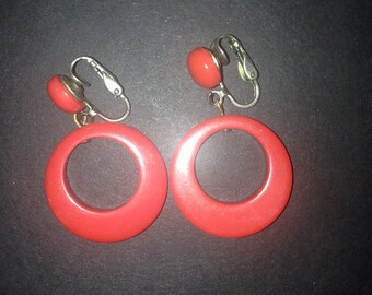 1940"s Cherry Red Bakelite Earrings