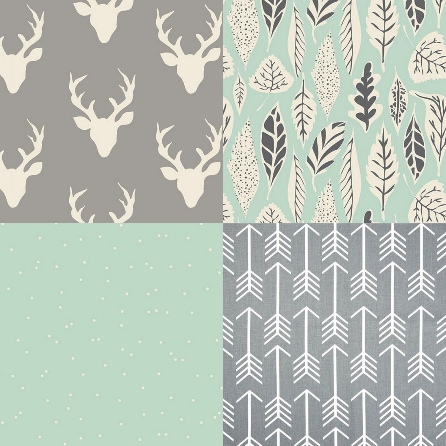 Woodland Baby Bedding Set mint grey deer buck by TheSouthernPixie