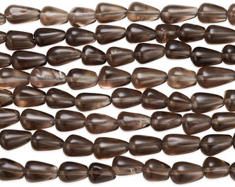 14 IN Strand 5x9 mm Smokey Quartz Smooth Teardrop Gemstone Beads (SMQTDP0509)