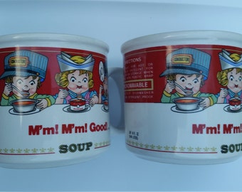 90s Vintage Campbell Soup Cups / Campbell Soup Mugs / Set of 2 / M’My M’My Good / Campbells / Christmas in July / CIJ / Classic / Rare