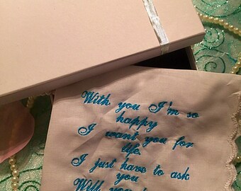 Wedding proposal handkerchief by weddingtokens