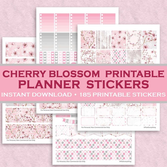 Cherry Blossom Printable Planner Stickers 185 Printable