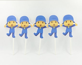 Pack of 5 Pocoyo Cupcake Toppers, Pocoyo Party, Baby Party, Pocoyo Party Ideas, Pocoyo Party Decor, Pocoyo Toppers, Baby Party Ideas.