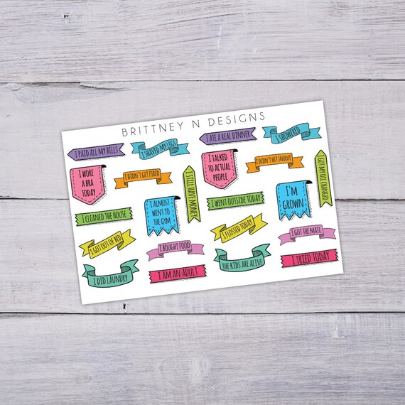 Adulting Stickers Printed Planner Stickers by BrittneyNDesigns