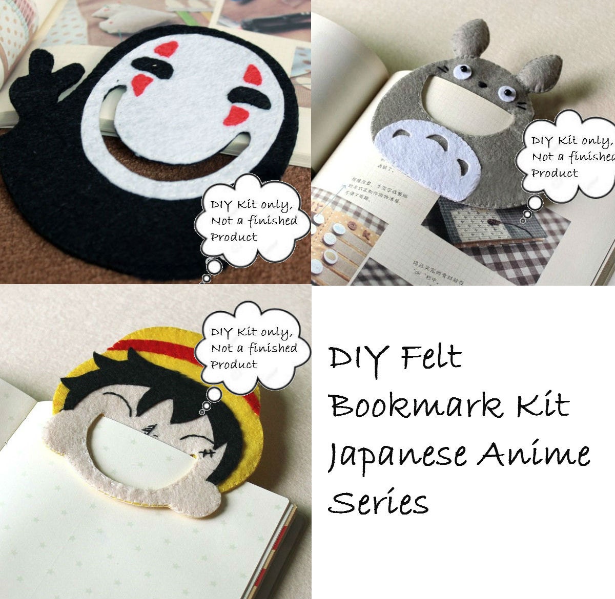 Totoro Spirited Away DIY Felt Kit DIY Bookmark Kit Japanese