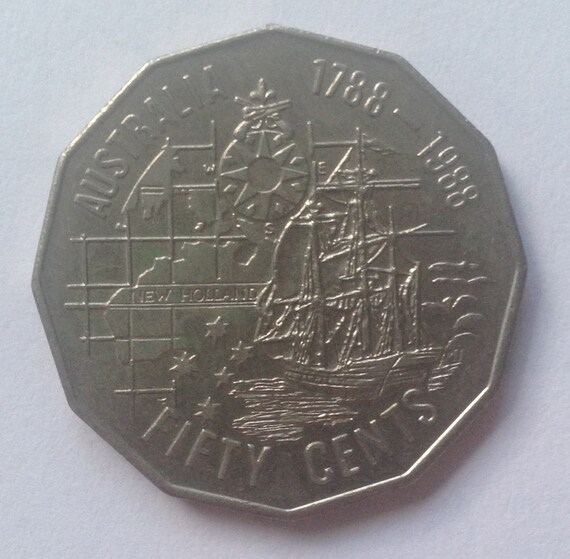 1988 Australia Fifty Cents Vintage Coin 17881988 200 year