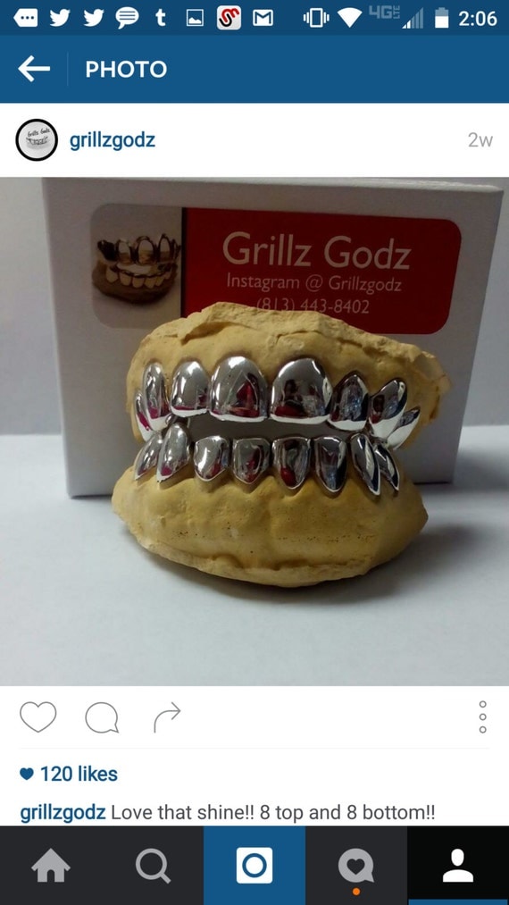8 top & 8 bottom Silver Grillz Deep cut