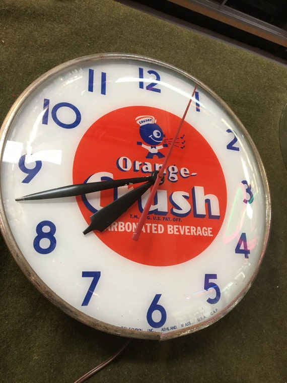 1950's Orange Crush Pam Clock with Crushy