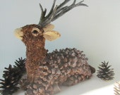 Christmas pine cone deer rustic decor deer sculpture Winter holiday Bohemian christmas decorations Christmas gift Nature inspired