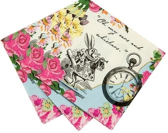 Alice in Wonderland Party, Cocktail Napkin, Mad Hatter, Alice Party, Bridal Tea, Wonderland, High Tea, Alice Baby Shower, Alice Wedding