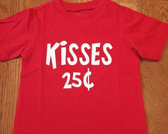 Boys Valentine Shirt, Kisses 25Cent. Toddler Valentine Shirt. Valentine Day Gift. Boys Valentine Shirt. Girls Valentine Shirt