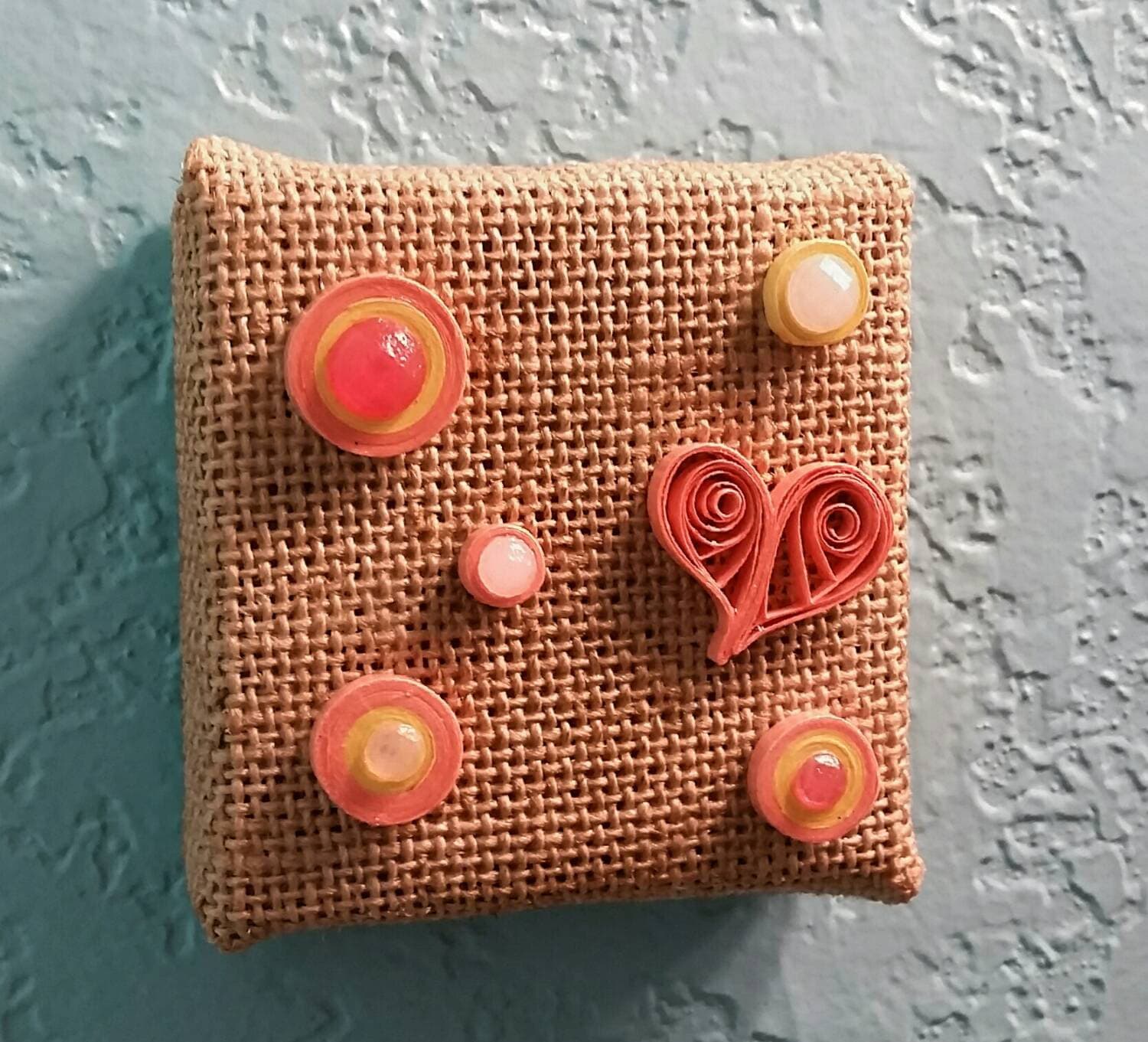 Quilled Design on Burlap Canvas Quilled Paper by MyOrigamiGarden