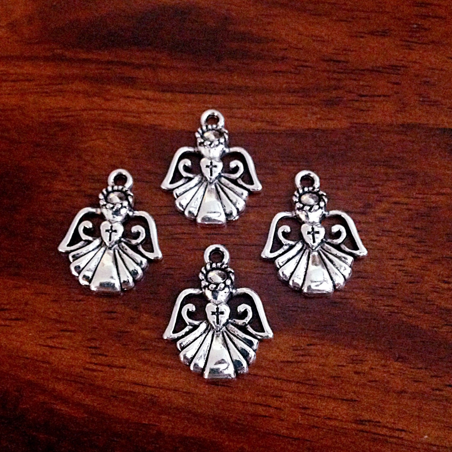12 Angel Charms, Antique Silver Charms, Angel Charms, Angel Wing Charms