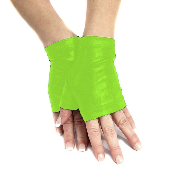 Neon green spandex fingerless gloves