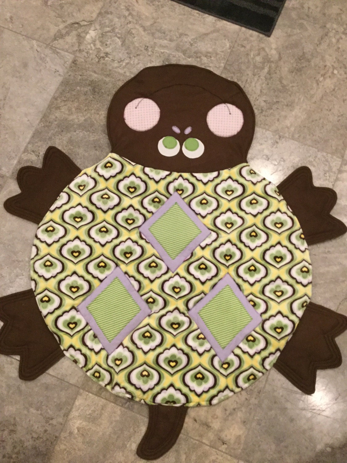 Cutest turtle minke baby quilt or floor play mat/blanket