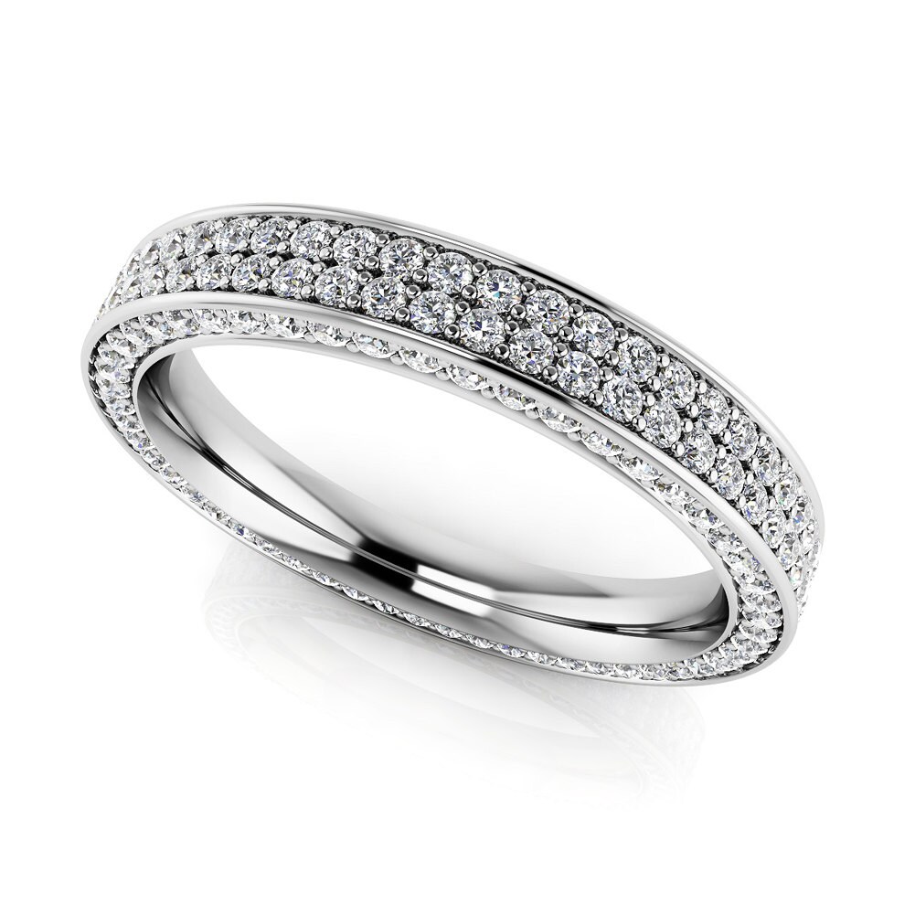 Women's White Gemstone Eternity Ring Unique Diamond Band