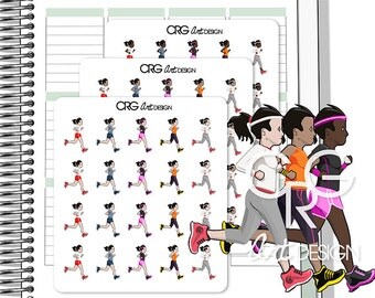 Running / Jogging Woman Stickers | Planner Erin Condren Plum Planner Filofax Sticker