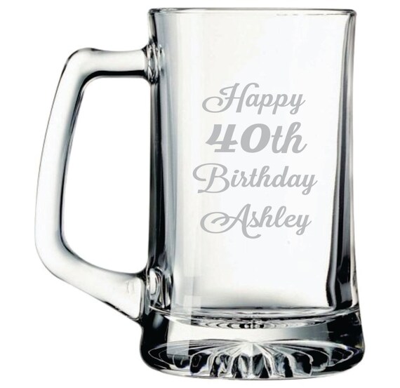 Personalized Happy Birthday Beer Mug with Name and Age