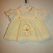 3-6 month, Vintage Baby Clothes, Precious Little Girl's Yellow Short Dress with Mock Pinafore and Kitten Design