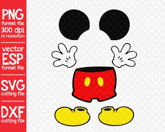 Download Mickey Mouse body parts clipart SVG cutting by ANYTHINGINCARDS
