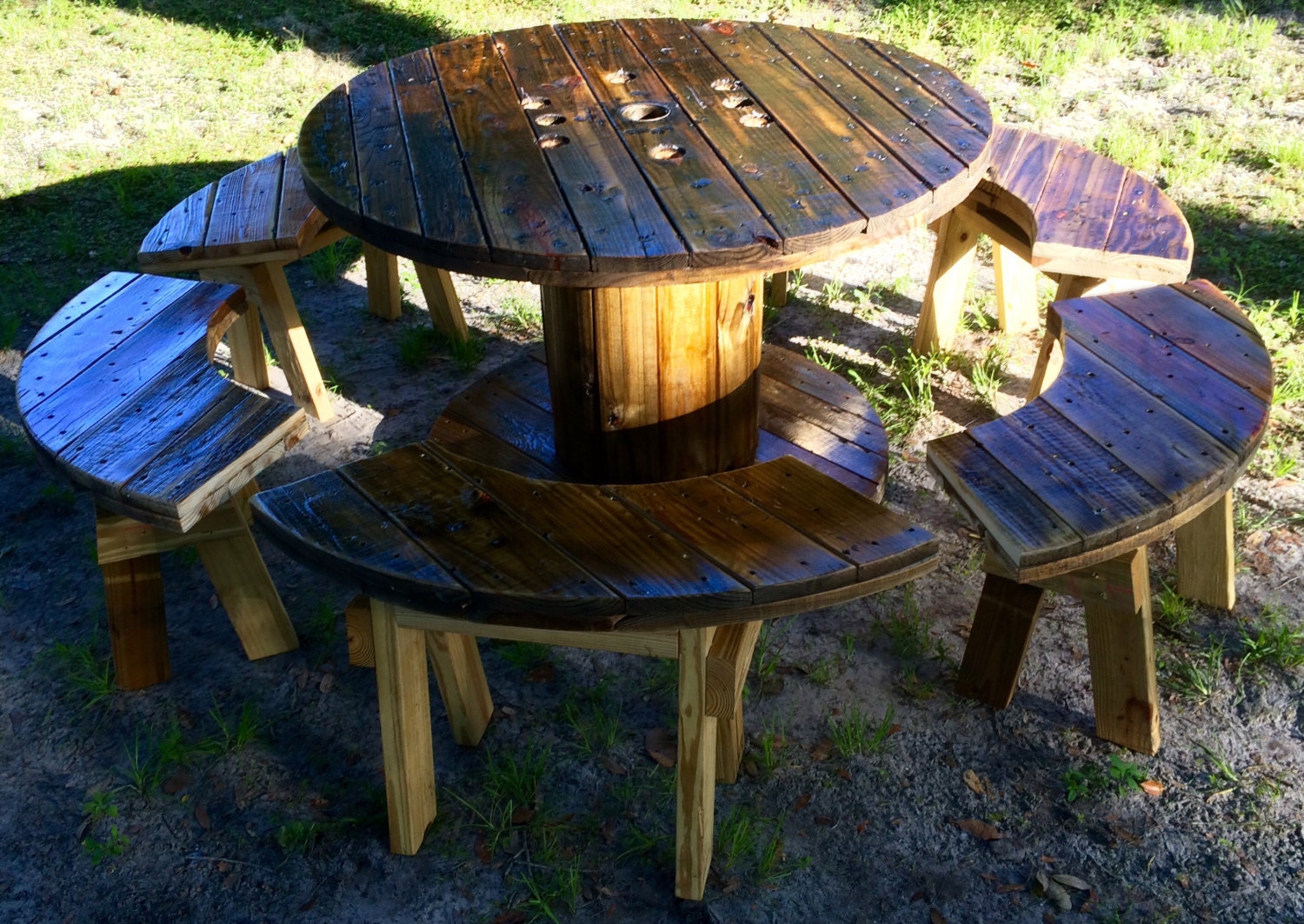 Wire Spool Table with Benches