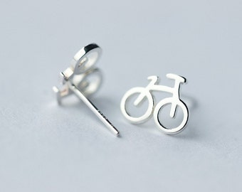Bike Earrings - Biker Earrings - 925 Sterling Silver - Bicycle Earrings - Bike Jewelry - Silver Earrings - Dainty - Cyclist - Gift Ideas