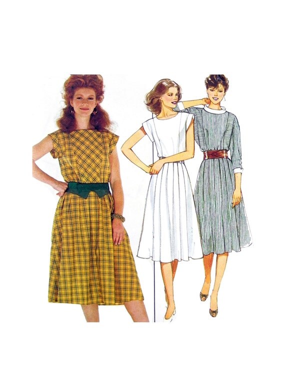 1983 Dress Styles | 1983 style 3840 dress with pleated skirt and panelled 1983 Dress Styles | 1983 style 3840 dress with pleated skirt and panelled