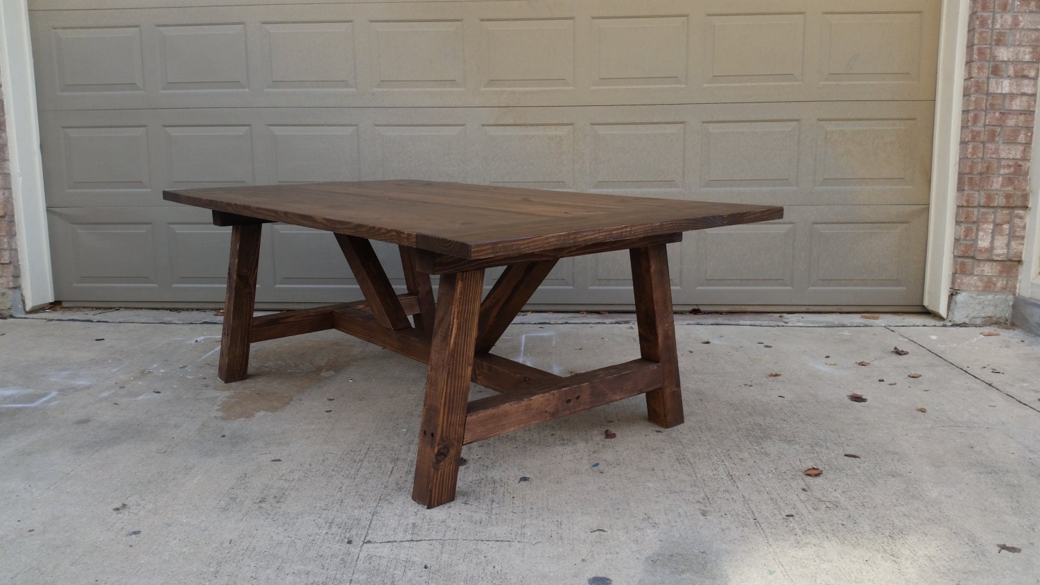 Farmhouse Trestle Table by OTRWoodworking on Etsy