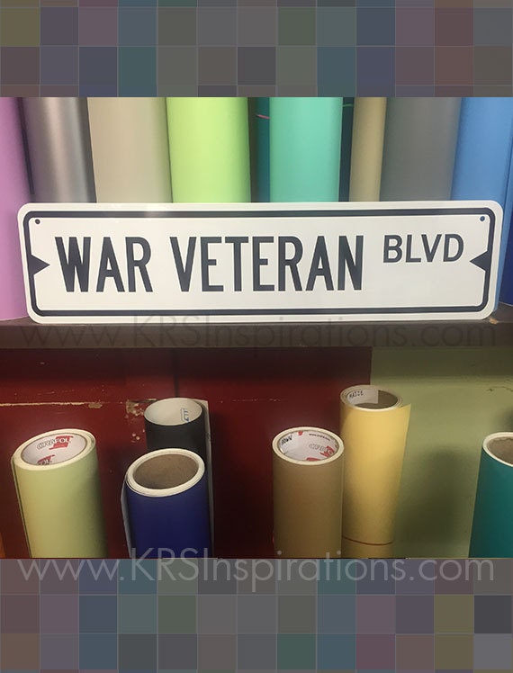 War Veteran Metal Street Sign