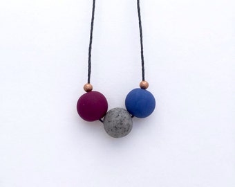 Beaded necklace, polymer clay necklace, minimal necklace