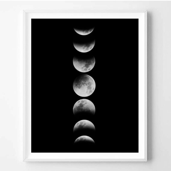 Moon Abstract art Nature Black white Modern art