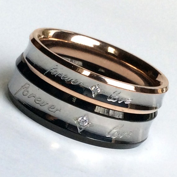 2 PCs Titanium Couples Rings His and Her Rings Engagement