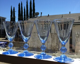 Vintage Blue Cordial Glasses; Mid Century Barware; Blue Glassware; Duralex Glass; Blue Drinkware