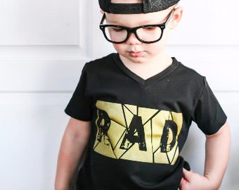 Trendy Baby Boy Clothes 1st Birthday Boy Outfit Hipster Toddler Clothes Birthday Gift For Toddler Boy Girl Black Rad Tee Gold