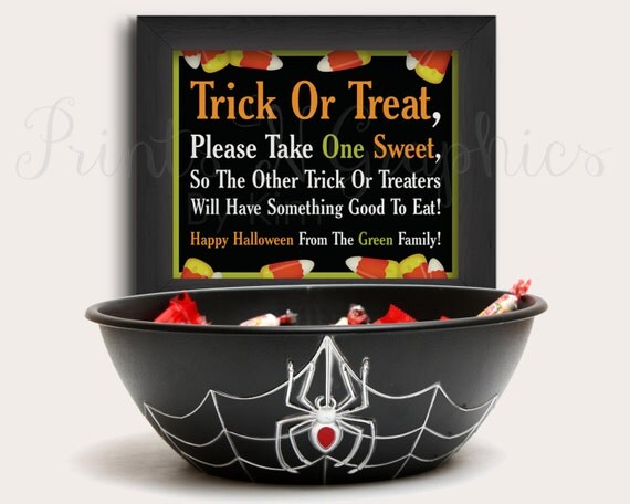 Items Similar To Halloween Candy Sign Halloween Candy Bowl Sign 
