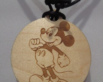 Mickey Mouse Inspired Character Sliding Knot Laser Engraved Necklace Fish Extender Gift