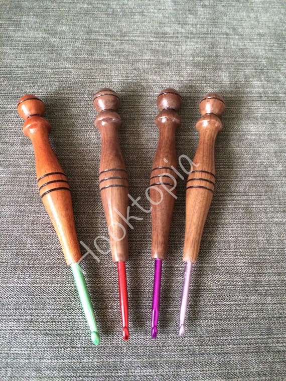 Wood handle crochet hook from Hooktopia on Etsy Studio