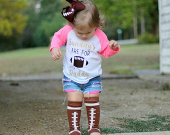 Sunday's Are For. Football With Daddy. Pink Glitter Raglan. Pink Football Shirt. Toddler Football. Daddy Football. Sunday Funday.