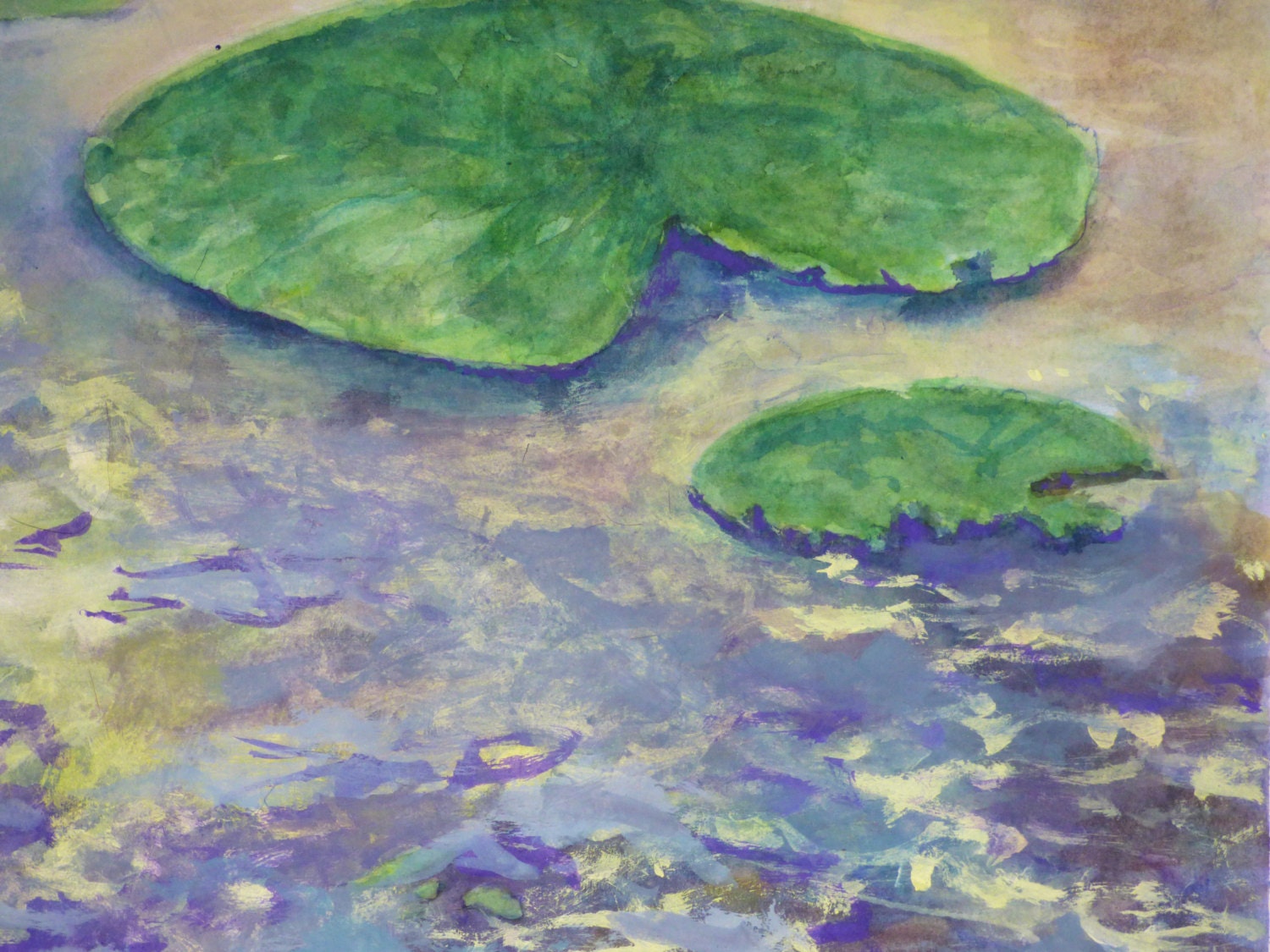 Original Watercolor Painting Lily Pads