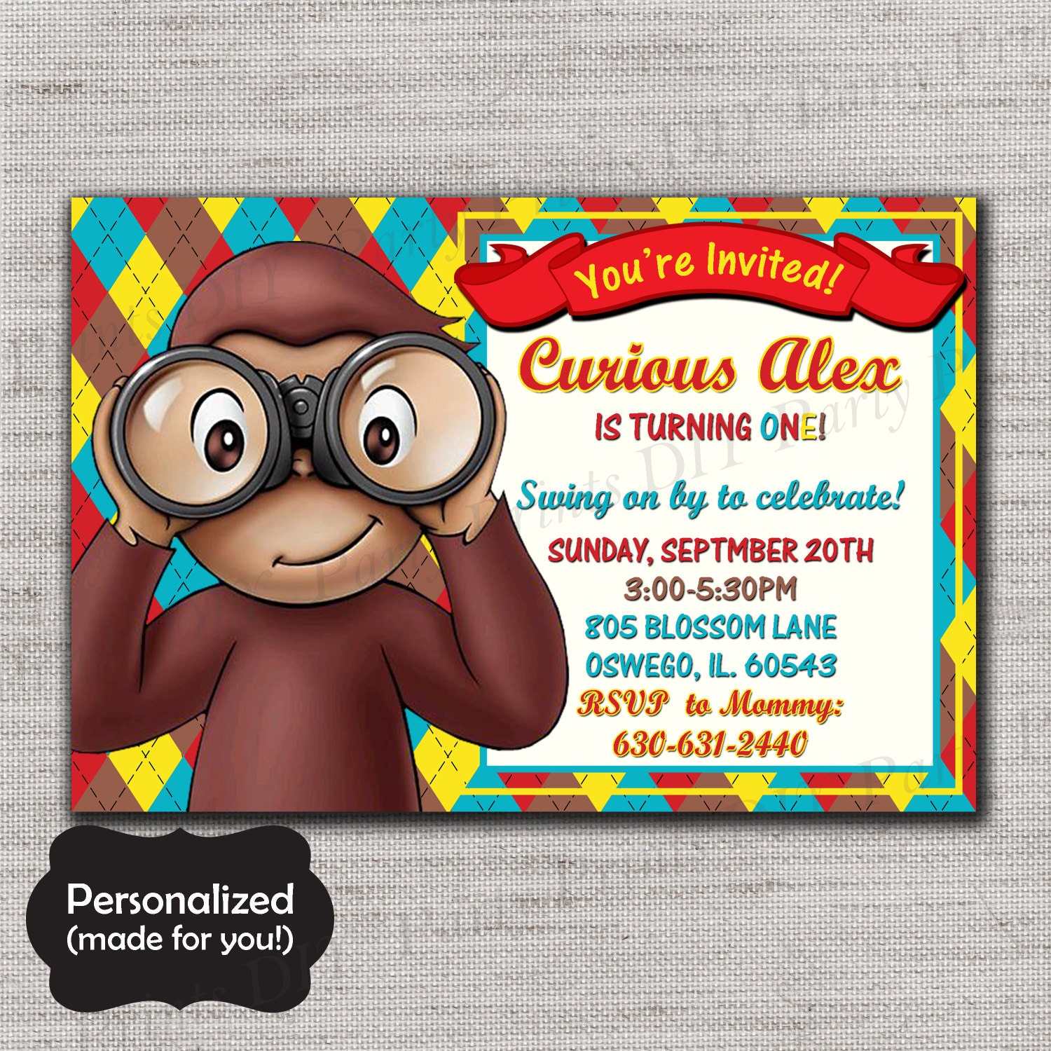 Curious George Birthday InviteCurious George By DIYpartyprint   Il Fullxfull.852301672 Rmsc 