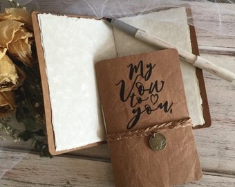 Handcrafted Wedding leather paper Vow books Bride and Groom set of 2 / infinity charm and braid / wedding vow books / wedding details / wedd