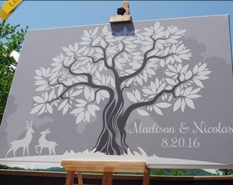 Wedding Guest Book Tree, Wedding Guest Book Alternative, Wedding Guest Book on Canvas, Wedding Guestbook, 24 x 36 inches (175 to 300 guests)