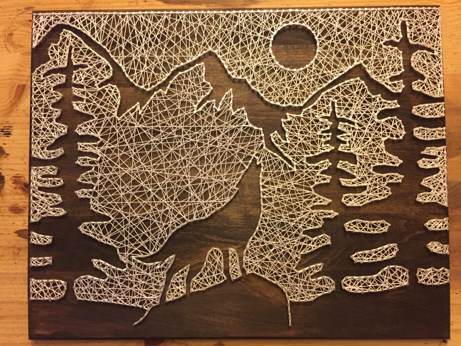 Wolf/Mountain Silhouette String Art